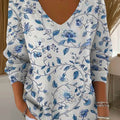 Women's Floral Pattern Art Print Casual Pullover Sweater