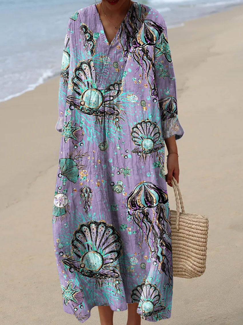 Women's Purple Shell h Print Dress