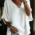 Women's 100% Cotton Classic Loose Fit V Neck Dolman Sleeve T-shirt