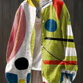Women's Geometry Colors Abstract Art Print Casual Cotton And Linen Shirt