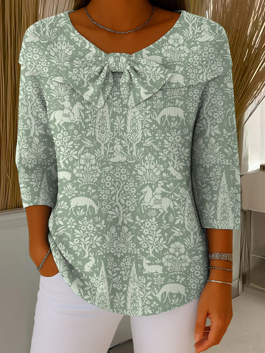 Vintage Flower  Art Print Buttoned Cardigan Sweater