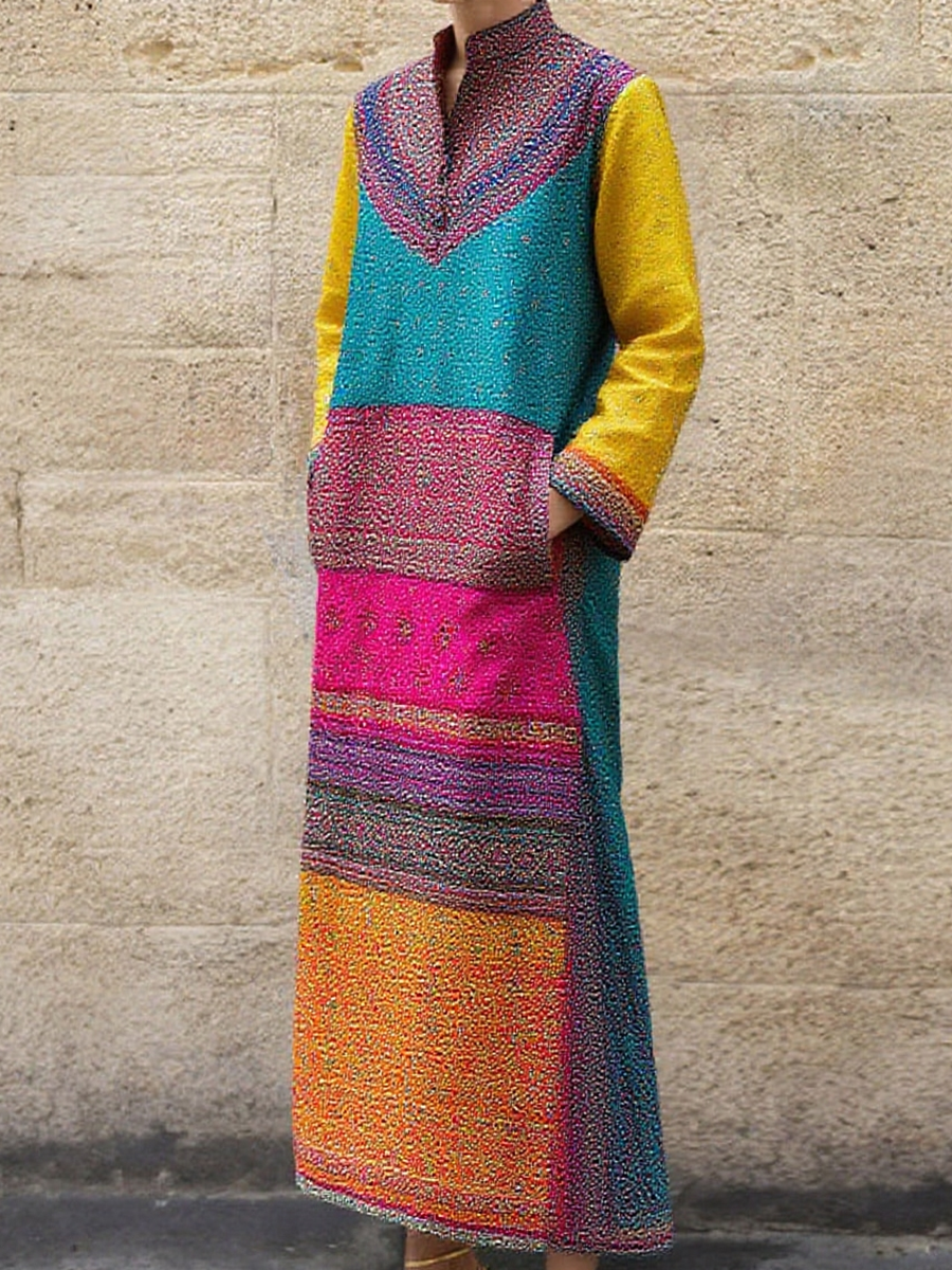 Women's Retro Printed Maxi Dress