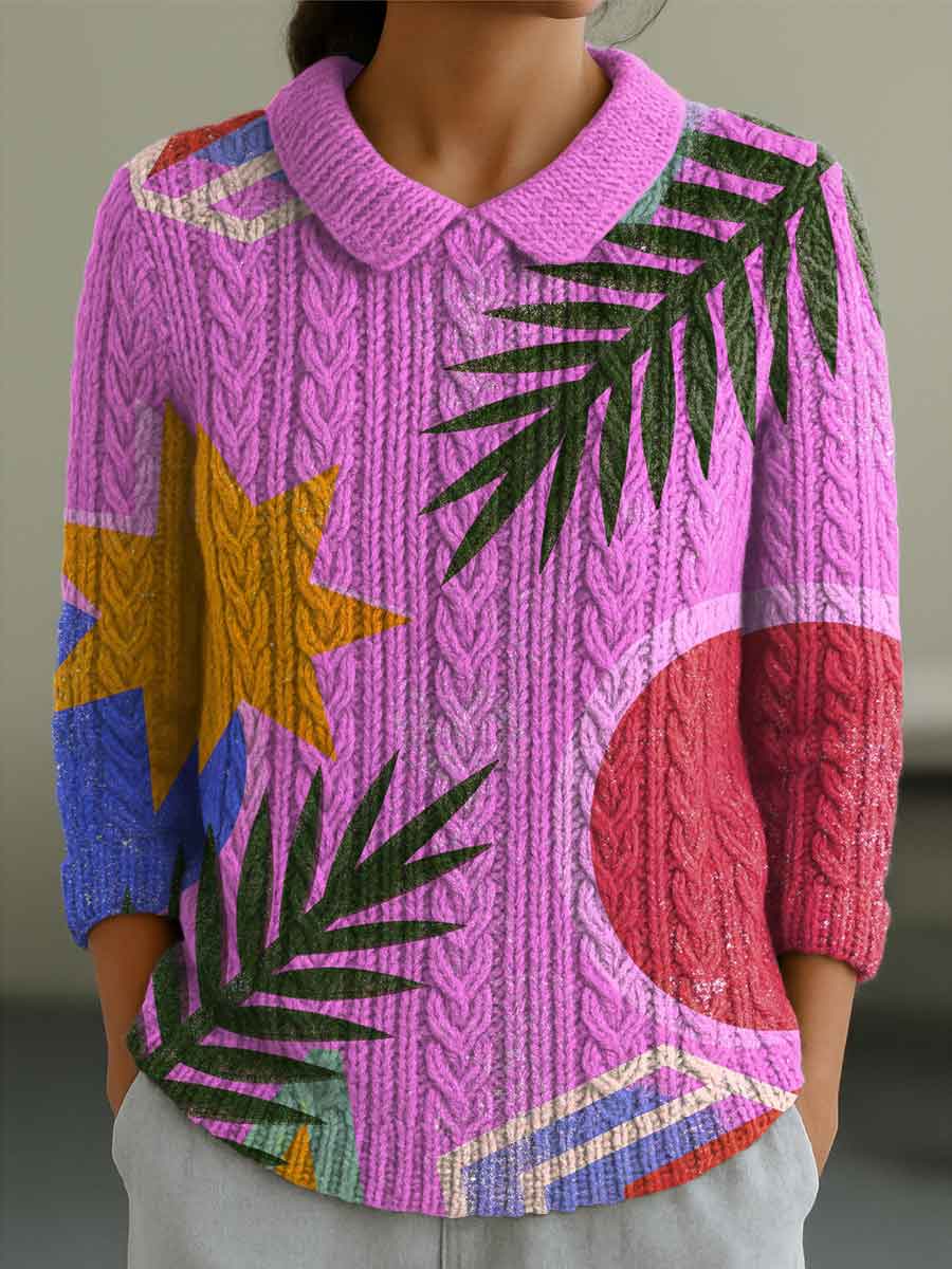 womens-contrast-color-stitching-flowers-casual-print-peter-pan-collar-3-4-sleeve-sweater-ukgv