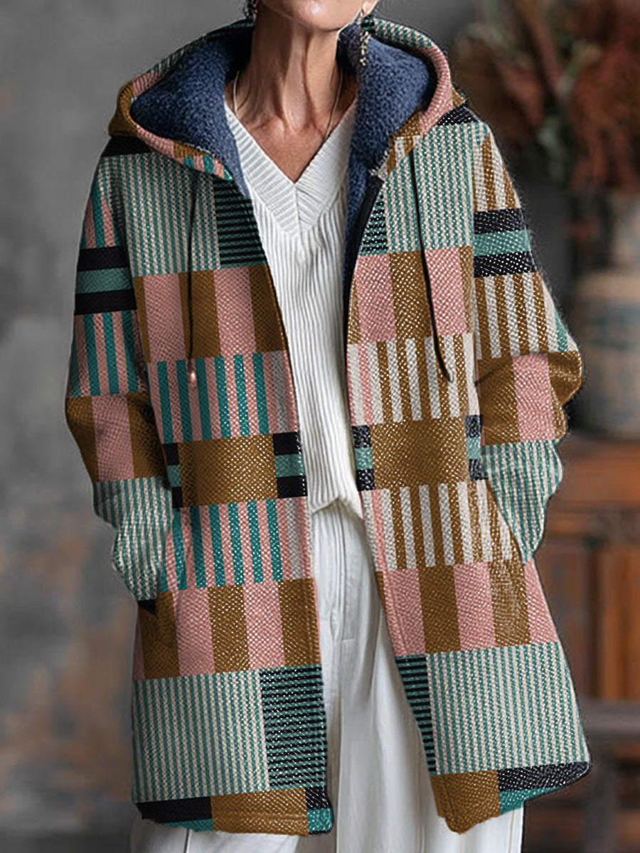 vintage-stripe-art-print-unisex-plush-thick-long-sleeved-sweater-cardigan-coat