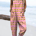 Women's Abstract Dot Pattern Art Print Casual 100% Cotton Wide Leg Jumpsuit