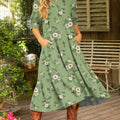 Women's Floral Pattern Art Print Cotton Dress