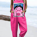 Women's Funny Pattern Art Print Casual 100% Cotton Wide Leg Jumpsuit