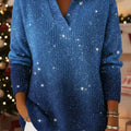 Dreamy Starry Sky Gradient Polo Collar Knit Sweater Top