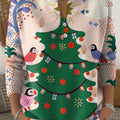 Beautiful Cute Christmas Tree Gift Bird Painting Art Print Buttoned Cardigan Sweater
