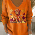 womens-lovely-autumn-dog-art-print-casual-pullover-sweater