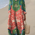 Women's Vintage Lovely Floral Art Print Cotton Dress