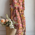 Women's Vintage Floral Art Print Cotton And Linen Pocket Dress
