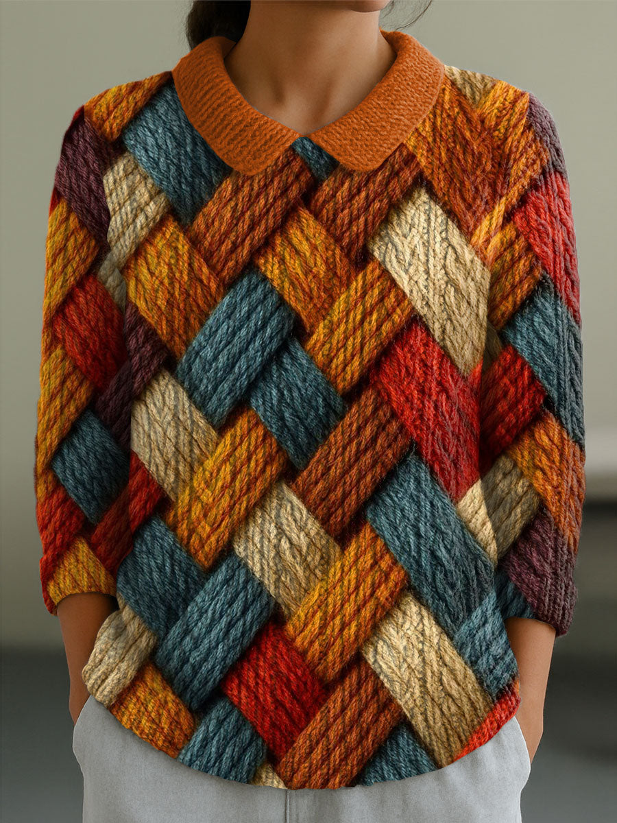 womens-geometric-color-contrast-splicing-abstract-casual-print-peter-pan-collar-3-4-sleeve-sweater-yrh3