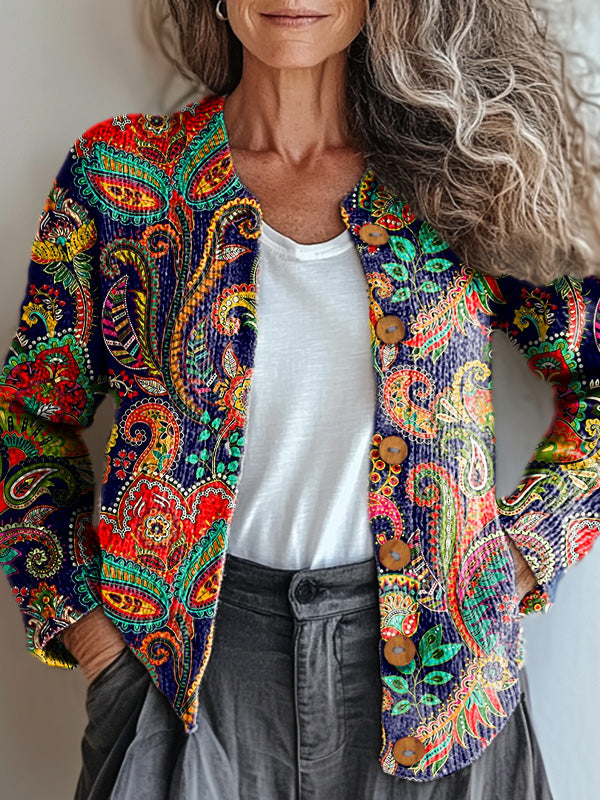 vintage-multicolor-ethnic-floral-painting-art-print-buttoned-cardigan-sweater
