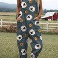 Women's   Funny Sheep Art Print Casual 100% Cotton Wide Leg Jumpsuit