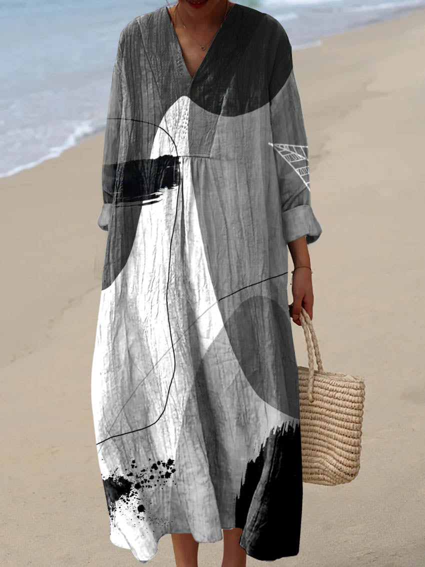 Women's Geometric Pattern Art Print Cotton Dress