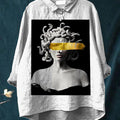Women's  Medusa Art  Print Casual Cotton And Linen Shirt