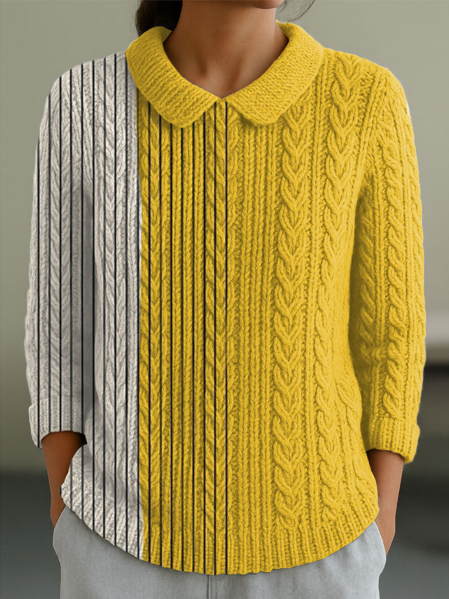 womens-vintage-abstract-geometry-art-print-casual-peter-pan-collar-3-4-sleeve-sweater-og1j