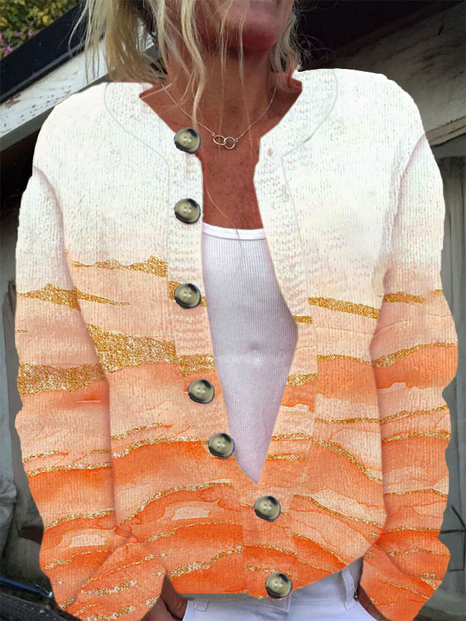 vintage-gradient-art-print-buttoned-cardigan-sweater