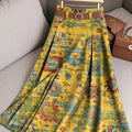 Women's Beautiful Ethnic Floral Geometric Painting Art Print Cotton Skirt