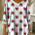 Women's Love Pattern Art Print Casual Denim Shirt