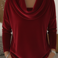 Women's Elegant Draped Collar Velvet Pullover Top