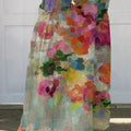 Jupe en lin à poches pour femme, imprimé floral vintage 
