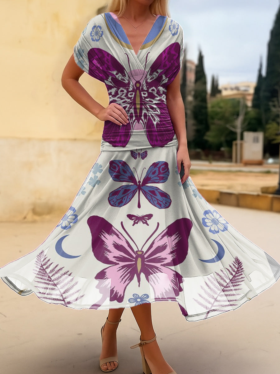 Women's Butterfly Print Cotton Dress