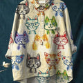 Women's Cat Print Casual Shirt