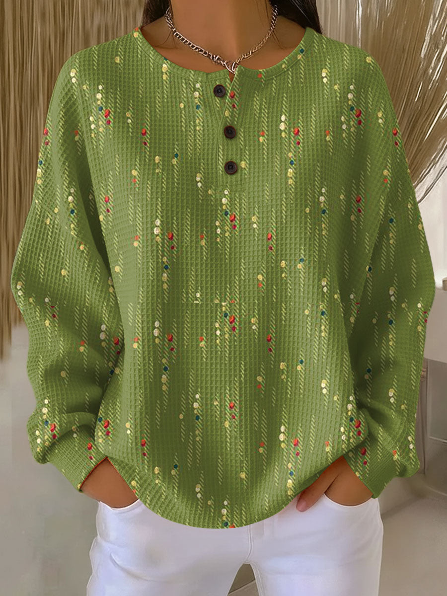 Women's Vintage Christmas  Art Print Casual Cotton Sweatshirt