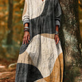 Women's Abstract Geometric Color Block Painting Art Print Dress