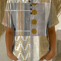 Women's Vintage Geometry Pattern Printed Cotton Linen Top