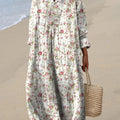 Women's Vintage Lovely Floral Art Print Cotton Dress