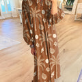 Women's Brown Coconut Tree Art Print Dress