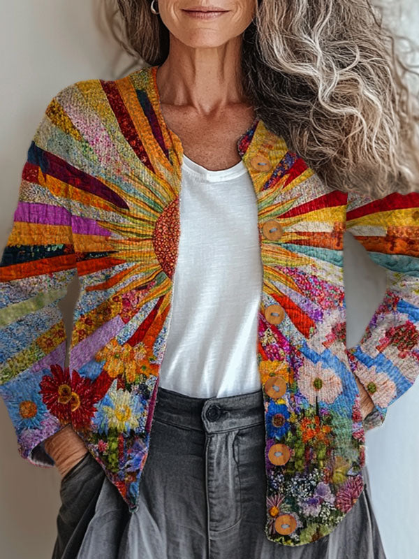 vintage-colorful-floral-art-print-buttoned-cardigan-sweater-bt1n