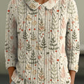 Women's Christmas Tree Art Print Casual Peter Pan Collar 3/4 Sleeve Sweater