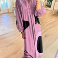 Women's Pink Irregular Art Print Dress