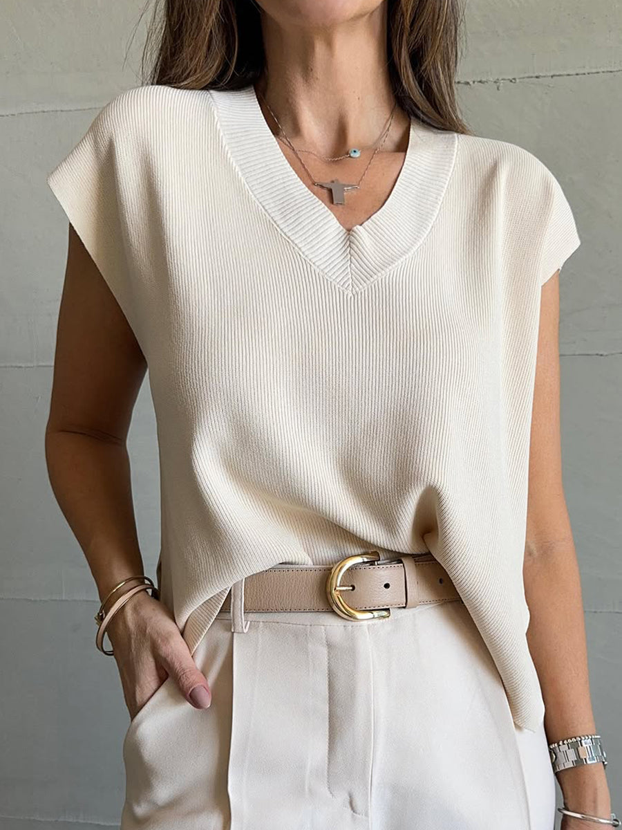 Women's Comfortable Casual V-neck Knitted Top