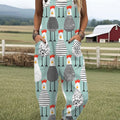 Women's   Funny Chick Art Print Casual 100% Cotton Wide Leg Jumpsuit