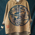 Women's Japanese   Art  Print Casual Cotton And Linen Shirt