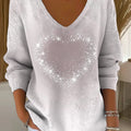 Women's Sparkling Heart-shaped Casual Pullover Sweater
