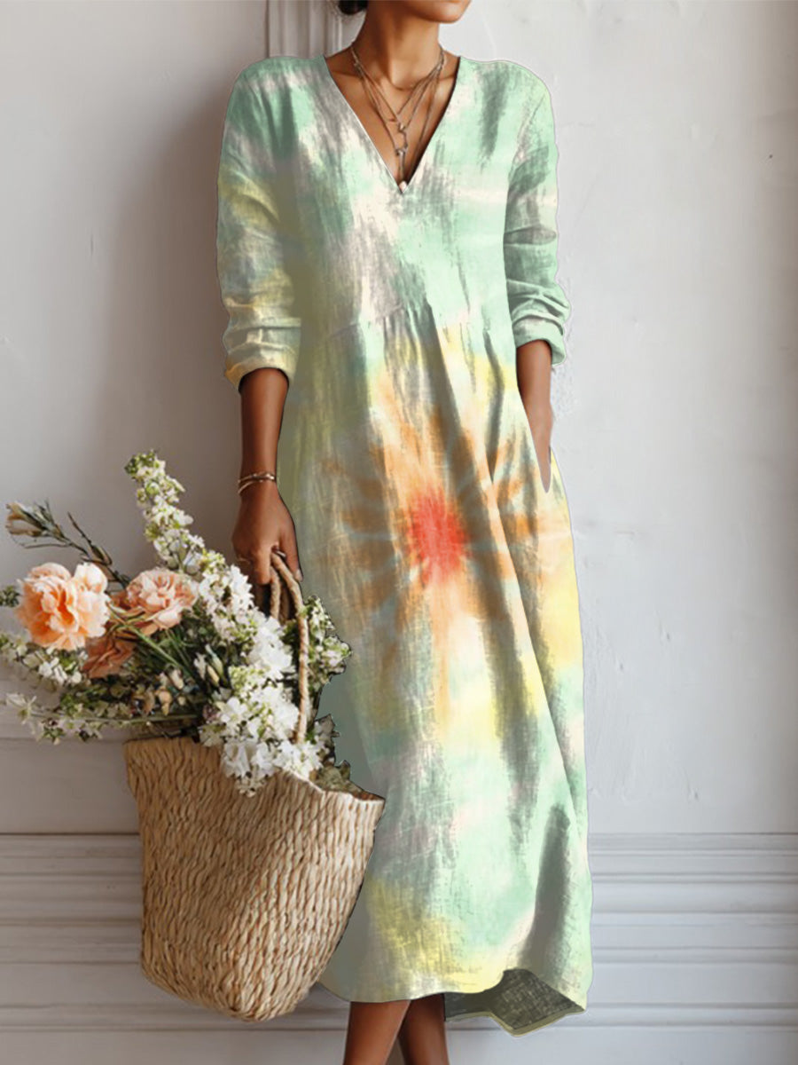 Women's Central Radiant Halo Print Linen Pocket Tunic Dress