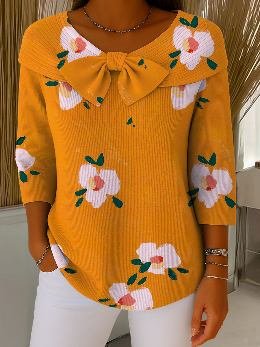 Vintage Flower Art Print Buttoned Cardigan Sweater