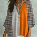 Women's Vintage Geometry Art Print V-neck Loose Shirt