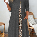 Dark Grey Marl Patchwork Leopard A Line Dress