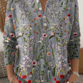 Women's Floral Pattern Art Print Buttoned Cardigan Sweater