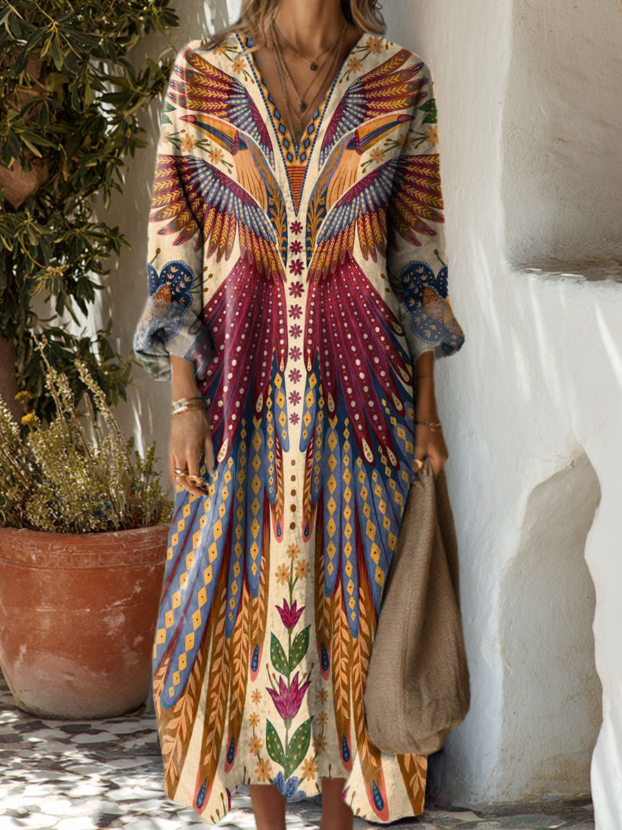 Women's National Style Symmetry Art Print Dress