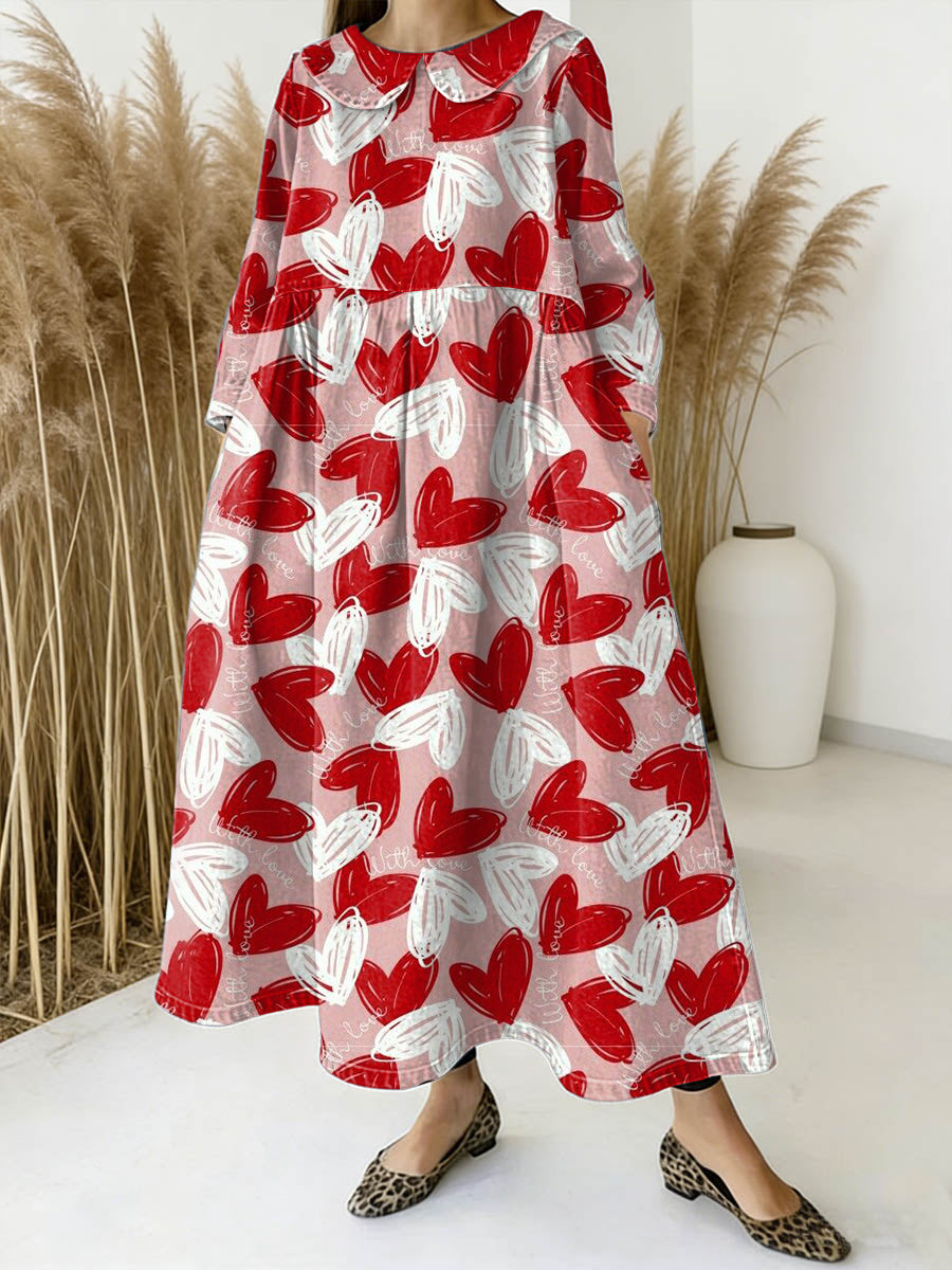 Women's Valentine's Day Love Art Print Casual Denim Dress