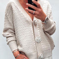 Vintage   Art  Buttoned V-neck Cardigan Sweater