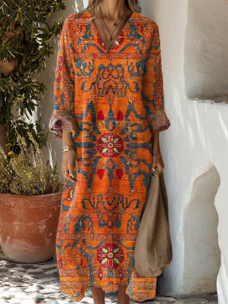 Women's  Vintage Flower  Art Print Dress